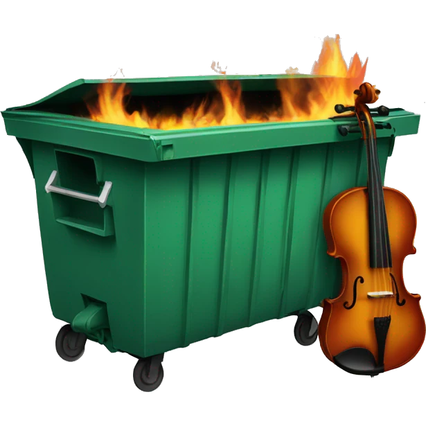 Dumpster fire with violin and American flag  emoji