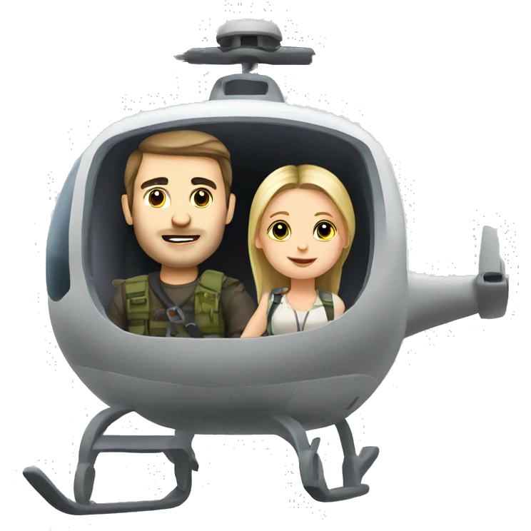 Slavic guy with a girl on a helicopter emoji