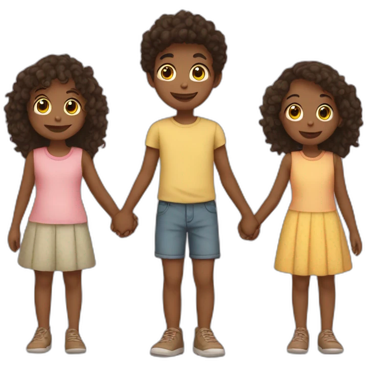 five children holding hands emoji