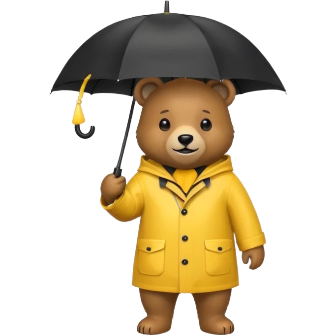 Bear with umbrella, wearing rain coat emoji