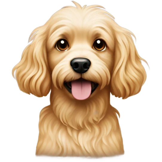 Two golden doodles and one long haired chihuahua standing together emoji