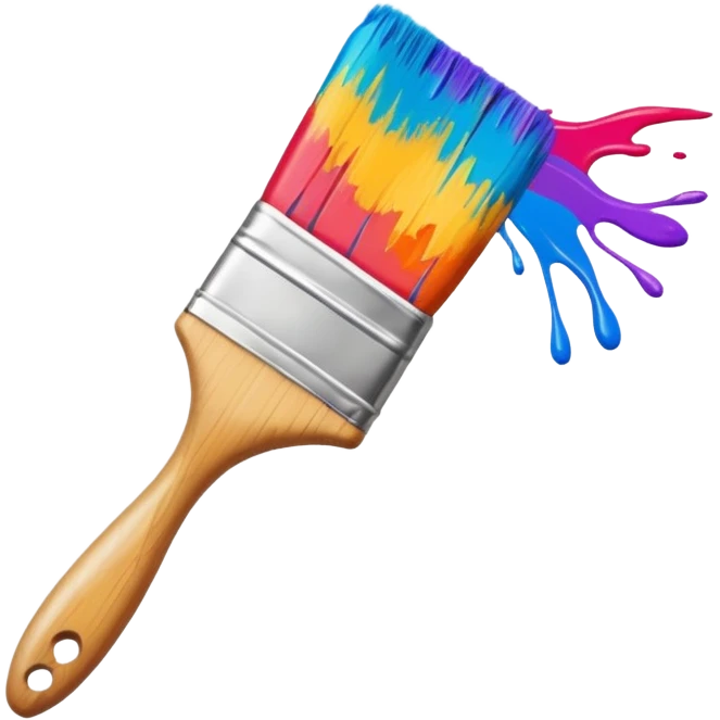 paintbrush with colorful paint emoji emoji