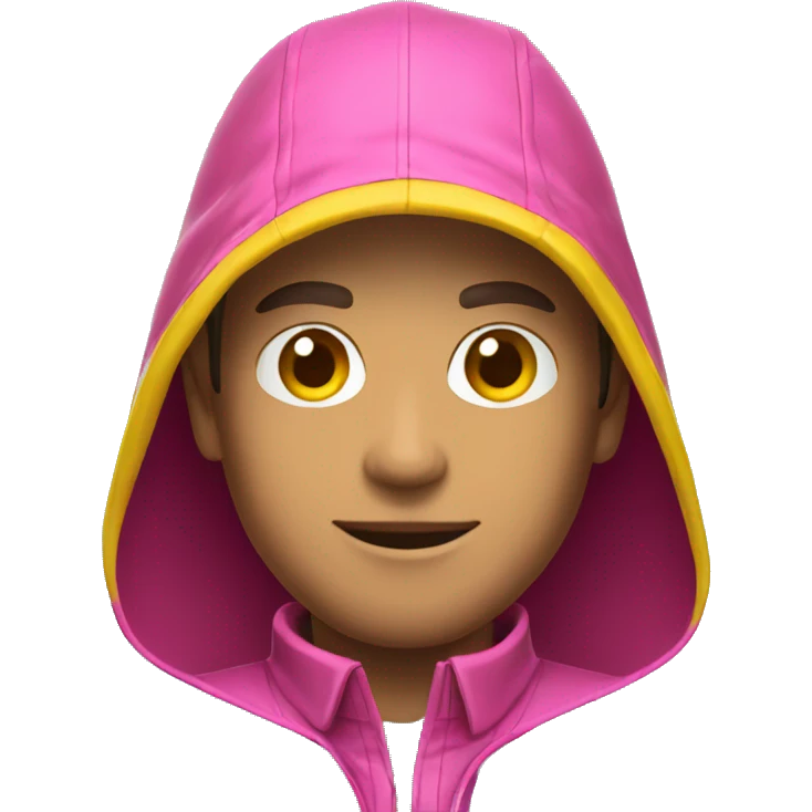 Guy in yellow rain slicker and pink polo shirt emoji
