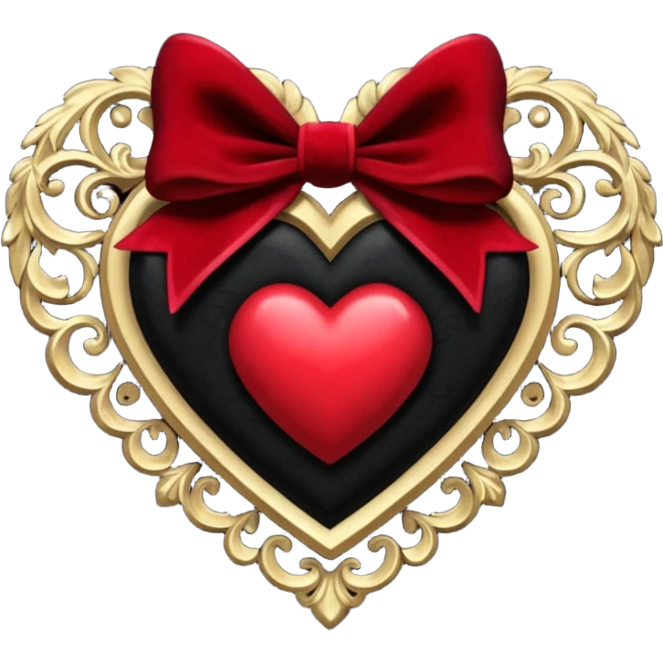 heart with a velvet bow, goth emoji