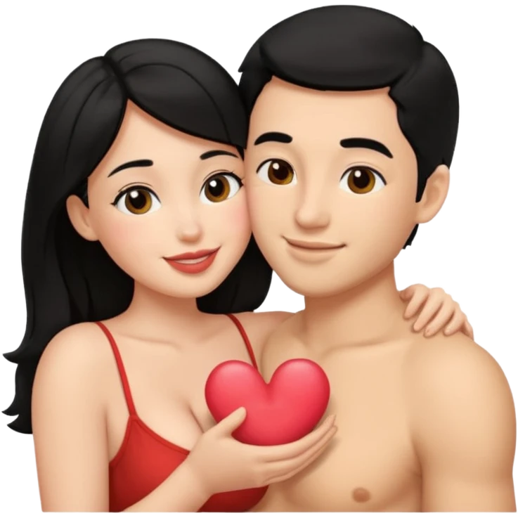 fully naked couple sex emoji man Kissing & holding boobs couple have black hair emoji