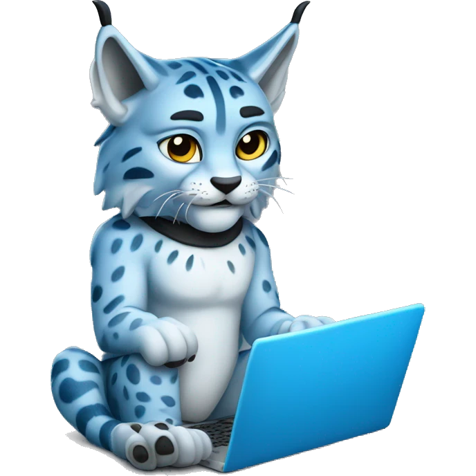 A blue lynx with a laptop emoji