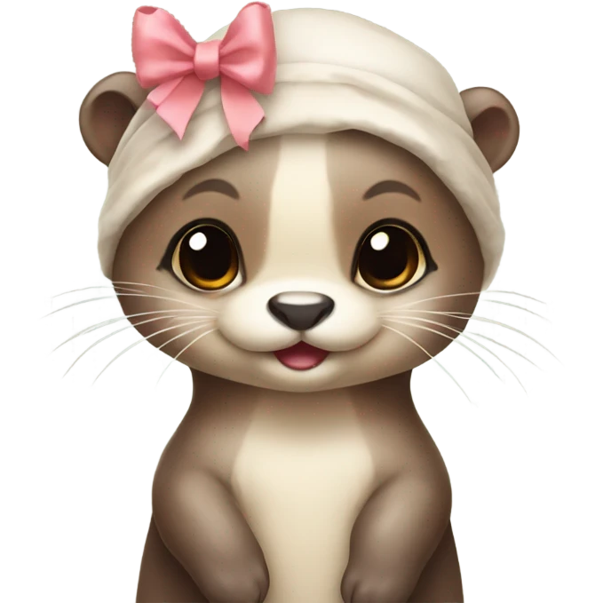 A baby otter with a bow on her head  emoji