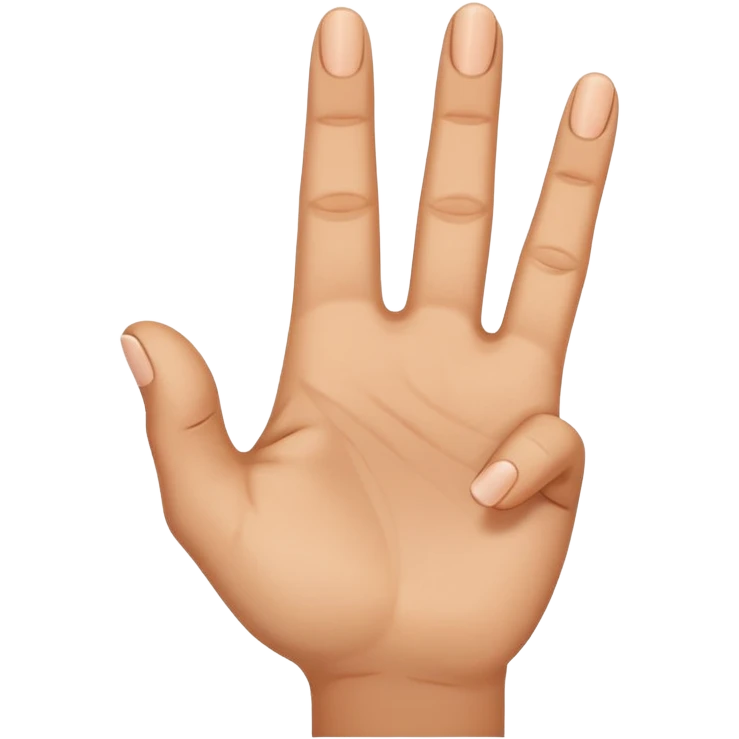 right hand forming an 'E' gesture, fingers positioned to resemble the letter E, East Side hand sign, no text emoji