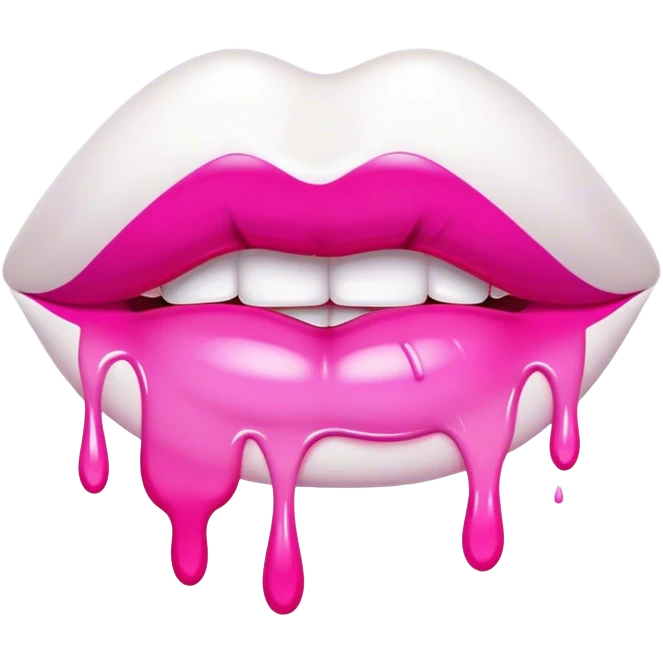 hot pink ombre glossy lips dripping very white paint emoji