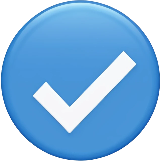 Make me an emoji that theirs a blue circle and inside of the circle is blue bot they should be a white tick inside the circle  emoji