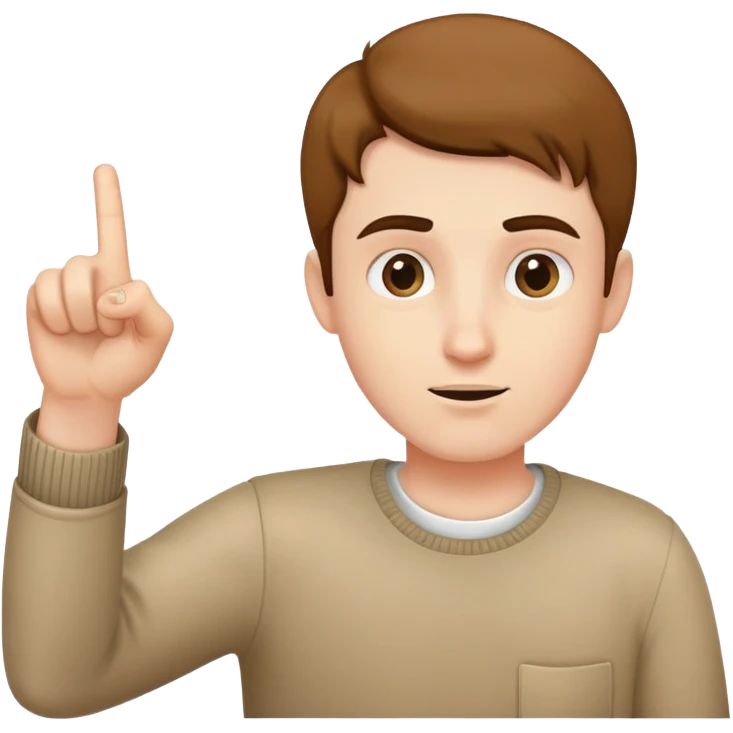 Man with one finger on both hands pointing at screen emoji