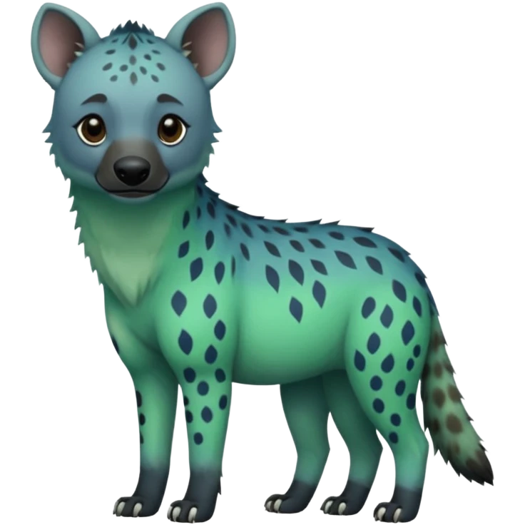 blue and green ombre hyena emoji