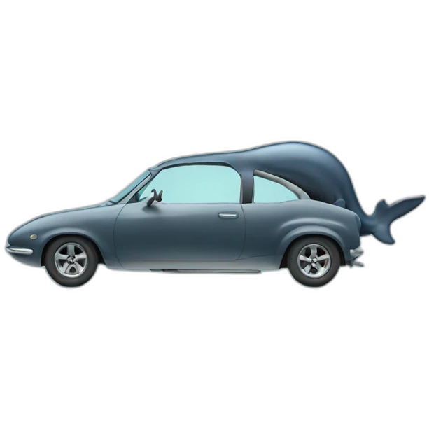 Humpback whale driving a car emoji