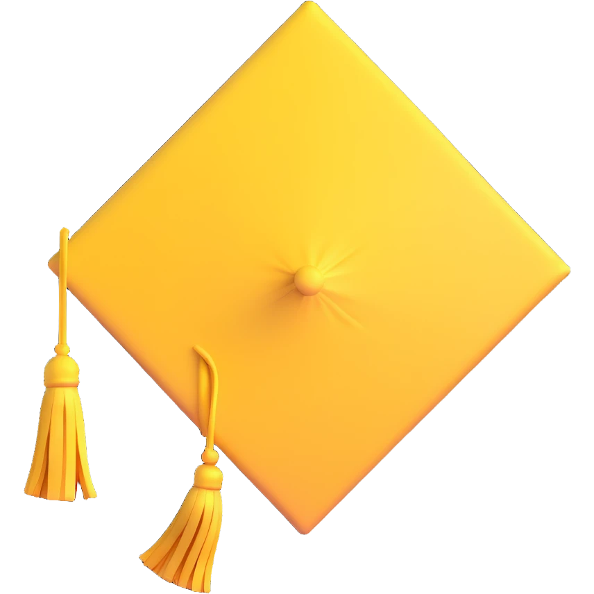 yellow graduation cap with a single tassel emoji