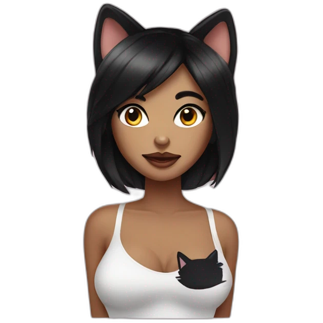woman with black hair wearing cat costume posing glamorously emoji