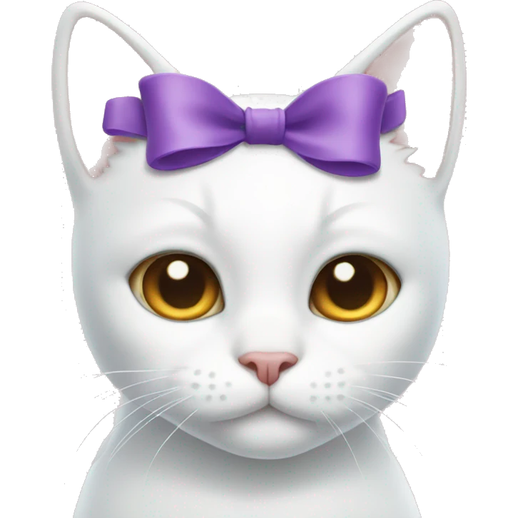 White cat with a bow emoji