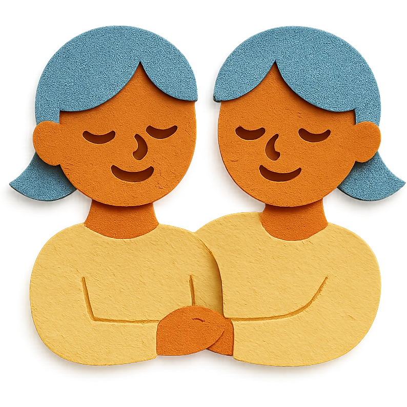 paper craft style Gemini, two paper-cut twins emoji