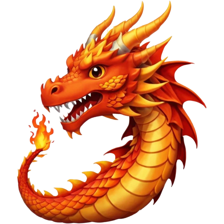 Fire dragon breathing fire, simplified Google Facebook art style, Only head, no lower body. emoji