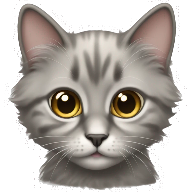 A domestic long hair kitten with super round and big eyes emoji