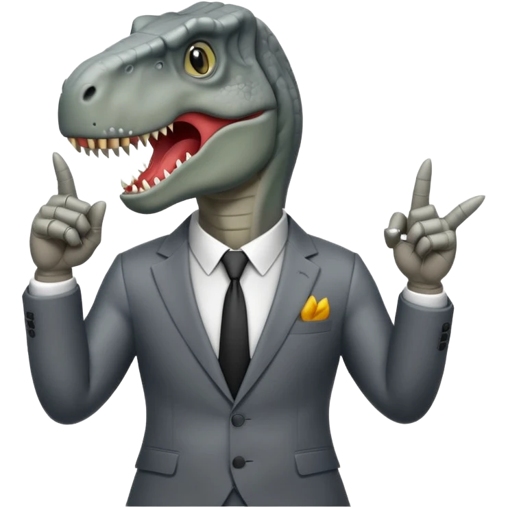 Trex in a suit flipping you off emoji