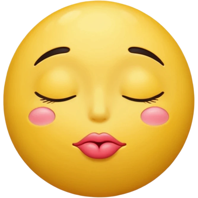 a yellow ball that has his eyes closed and his lips puckered out emoji
