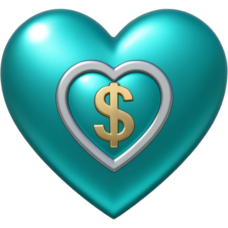 Teal heart with several dollar signs emoji