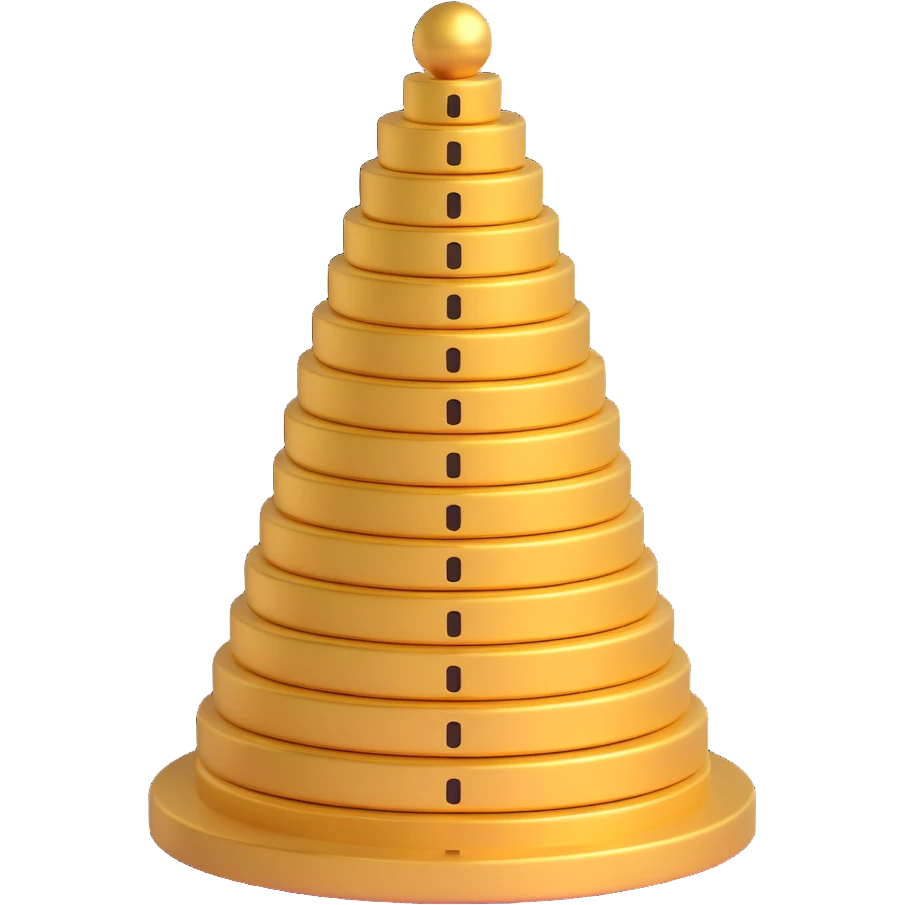 Google Sycamore quantum computer golden tower with stacked circular disks connected by tubes emoji