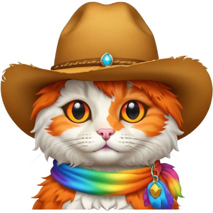 Rainbow cat with cowboy hat emoji