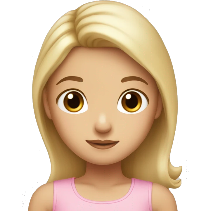 Cute girl with blonde on the bottom of her hair and brunette on the top with the brown eyes and the bow in the side and a pink top emoji