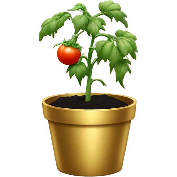Tomato plant with Black tomatoes on in a gold pot emoji
