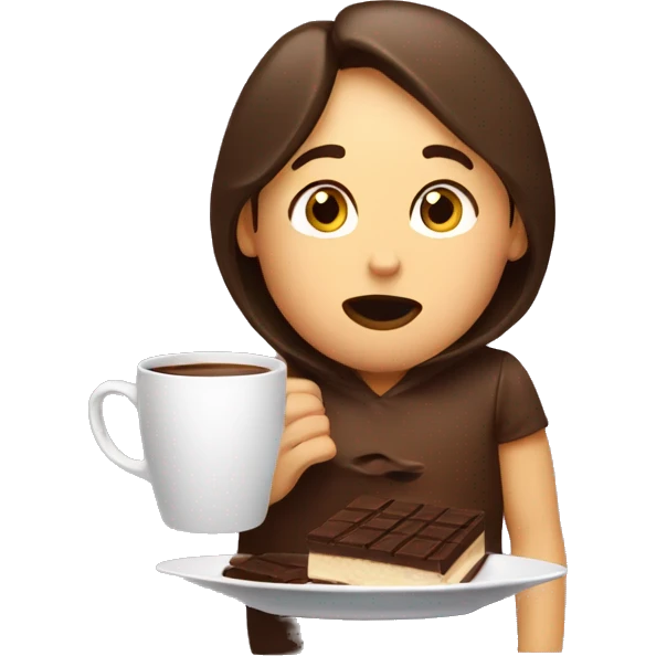 Drinking coffee and eating chocolate emoji
