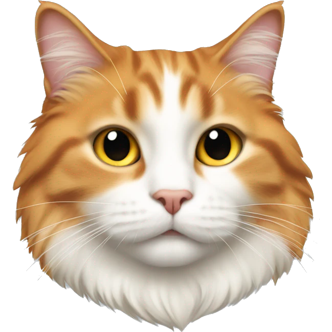 Long haired, fat, orange and white  furred cat emoji