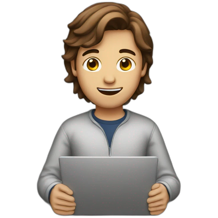 brown hair guy with laptop emoji