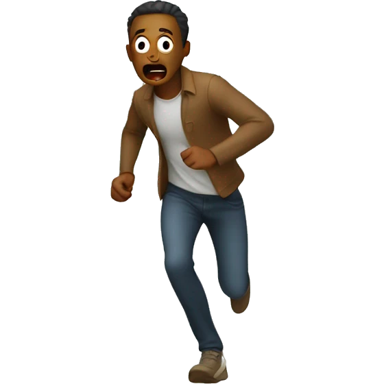 A scared man running away emoji