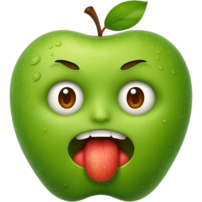 apple emoji style face making a disgusted expression after eating something gross, playful and silly, no text emoji