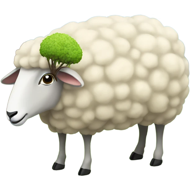 a sheep eats under a tree emoji