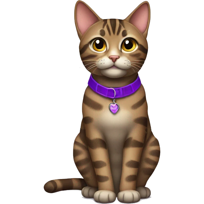 brown tabby girl cat with purple collar emoji