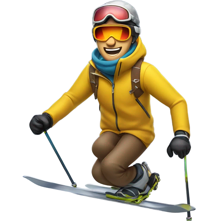 Skiing while smoking cigar emoji