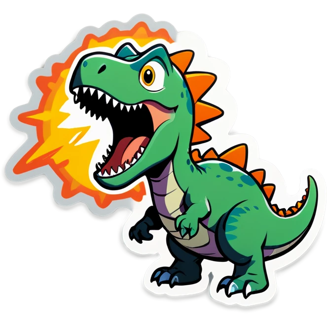 Dino saying “Ruh roh “as meteor comes emoji