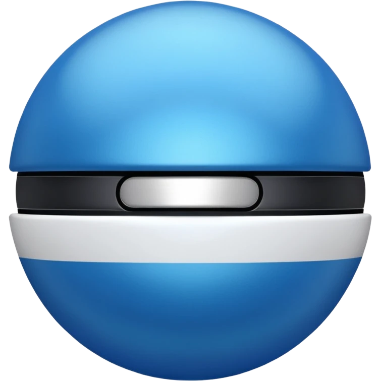 blue pokeball emoji, top half is a more saturated blue, bottom half is white, black stripe, with a metallic sheen emoji