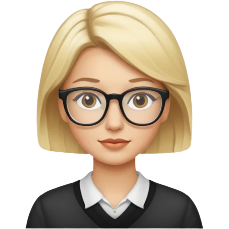 White woman, Blode hightlights, glasses,  emoji