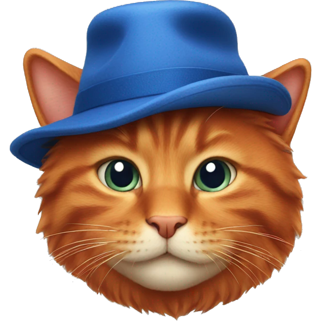 red cat wearing blue hat emoji
