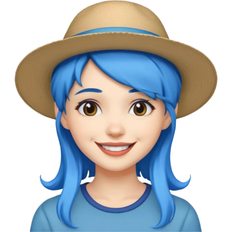 blue haired women with hat emoji
