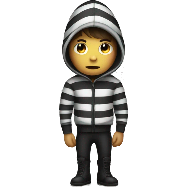 robber emoji with striped jumper emoji