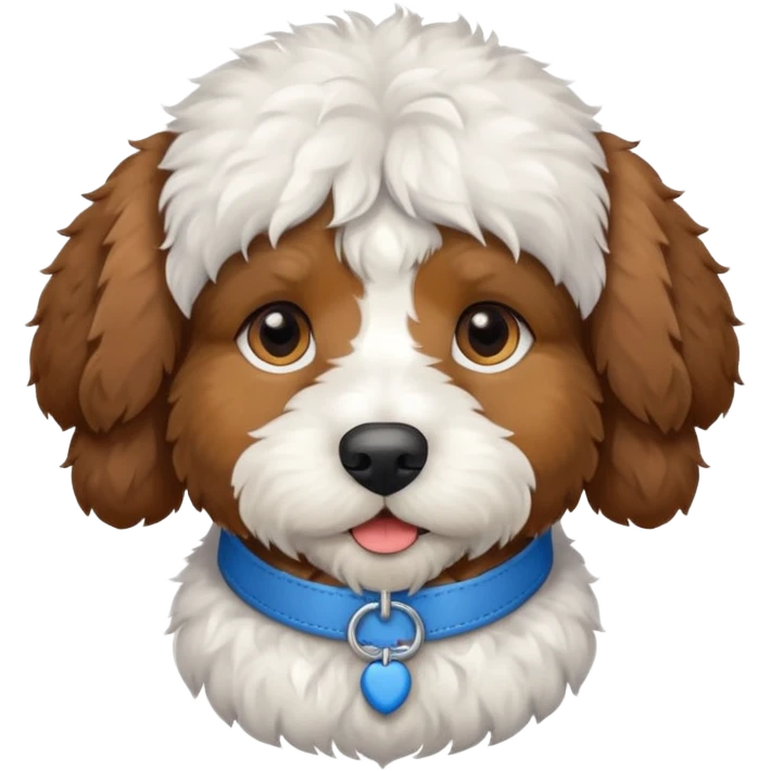 Bernedoodle with a blue collar emoji