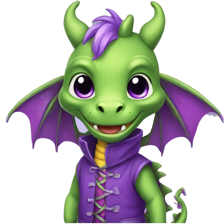 cute purple dragon wearing clothes emoji