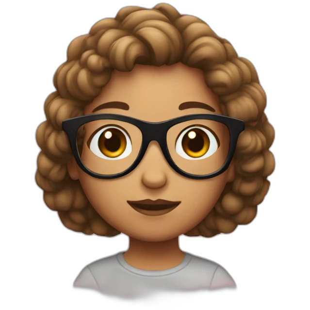 girl with bro2n hair and black round glasses emoji