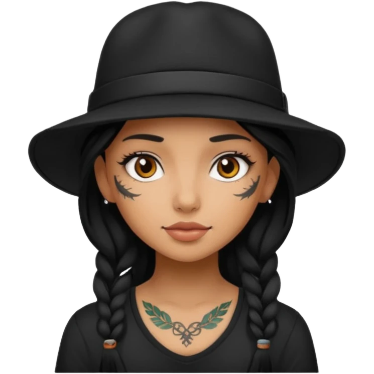 tattoo girl with black hat emoji