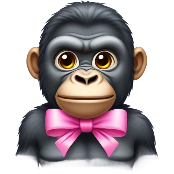 Gorilla with pink bow by ear emoji