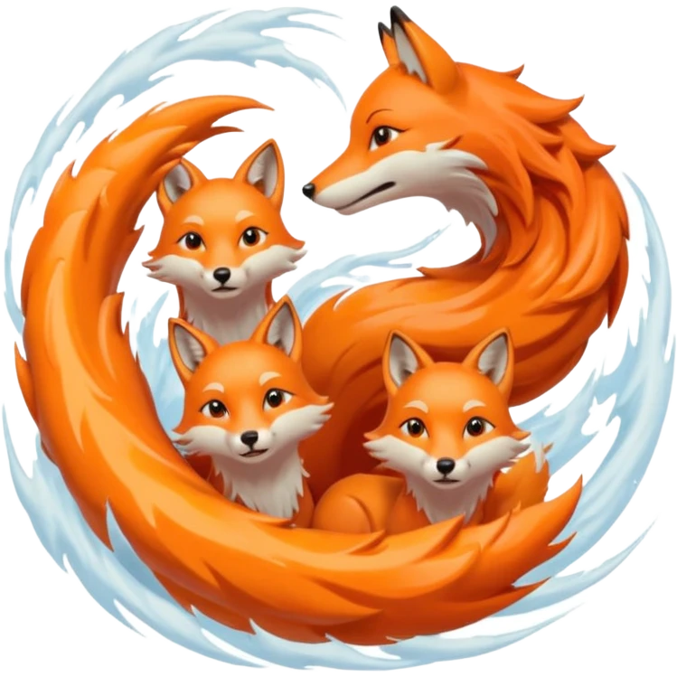 Foxes in tornado with wolfs and girls emoji